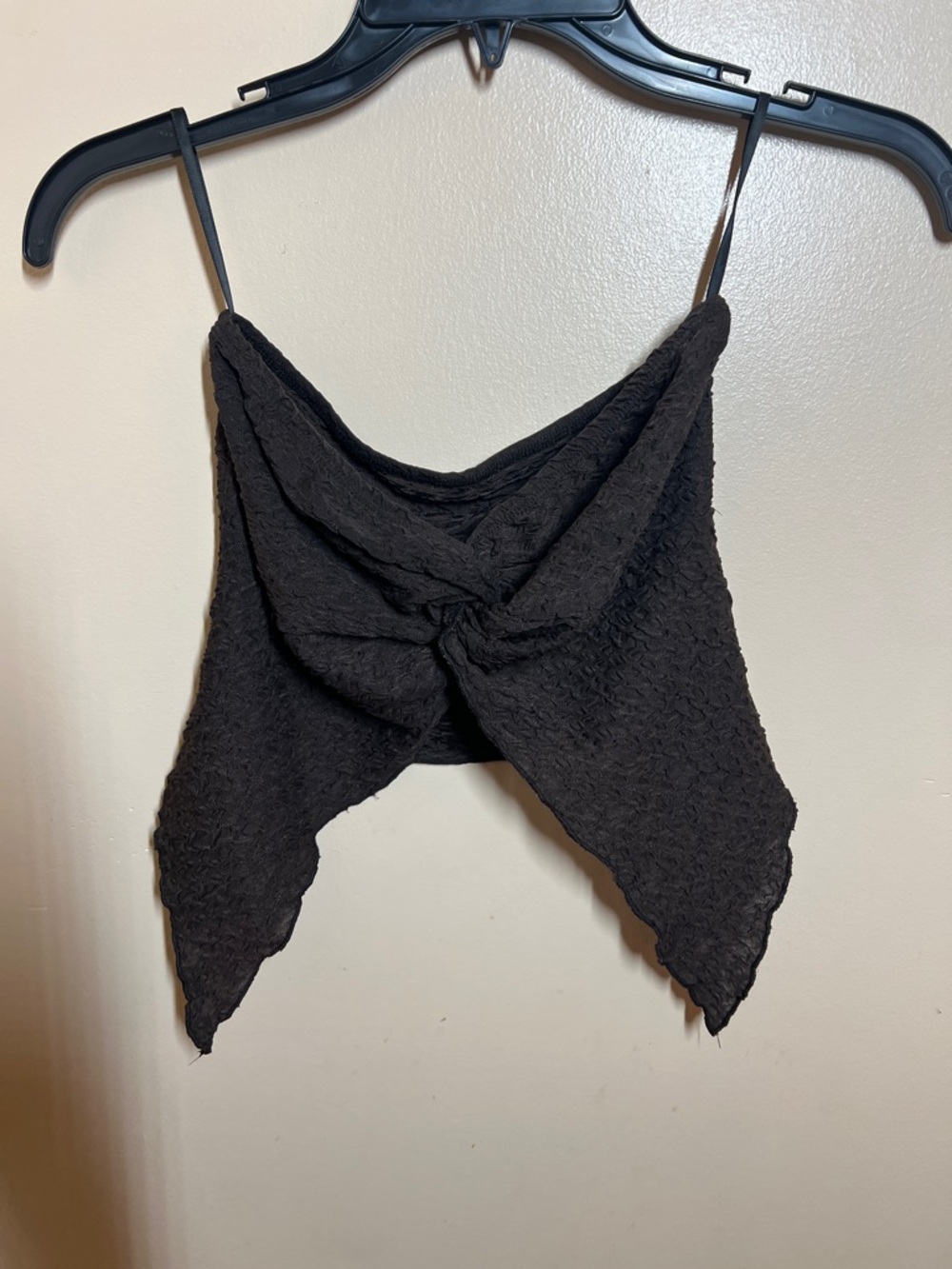 SHEIN Black Twist-Front Textured Crop Top